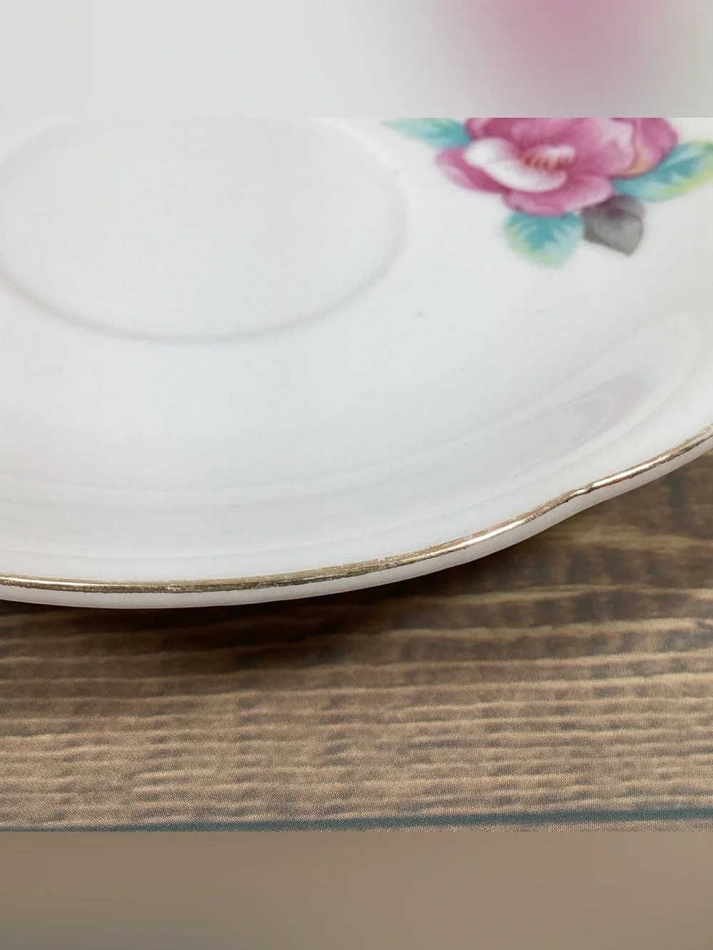 Vintage Shafford Japan Hand Painted Pink & Gray Floral Roses Teacup & Saucer Set